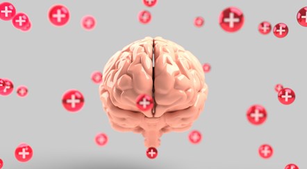 Image of a brain with red crosses symbolising mental health , copyright free