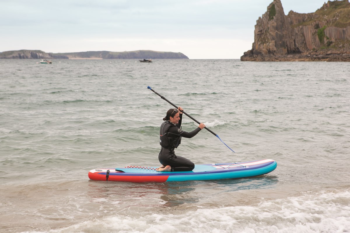 Paddleboarding at Lydstep Beach