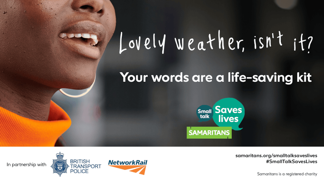 Is small talk a thing of the past? Over half of Brits think so as spectacular new campaign launch reveals that more than 2,000 lives were saved through small talk last year: Small-Talk-Saves-Lives-banner-2