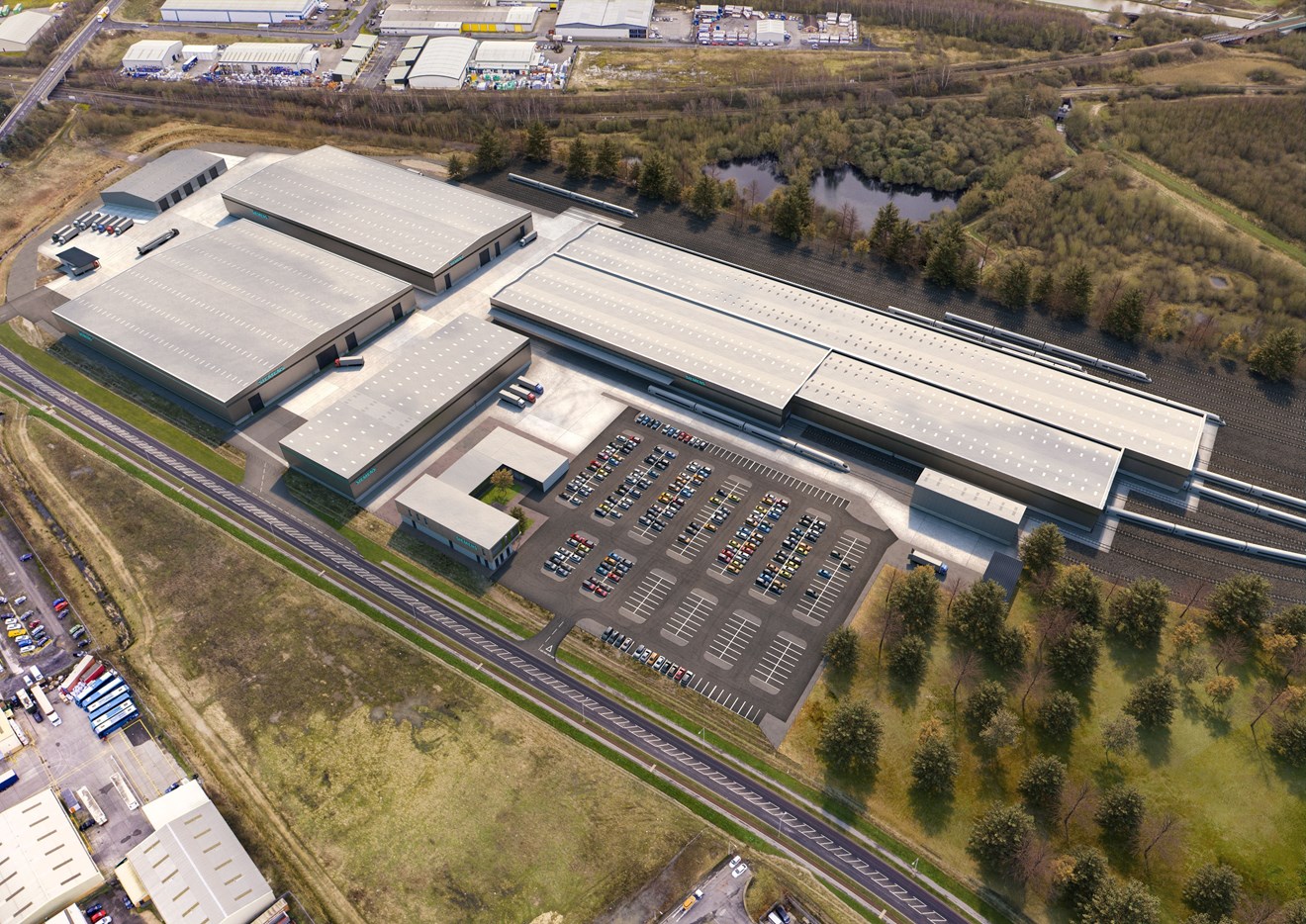 New images show exciting vision for Goole rail manufacturing site: Siemens Mobility Goole site CGI South perspective Feb 2020