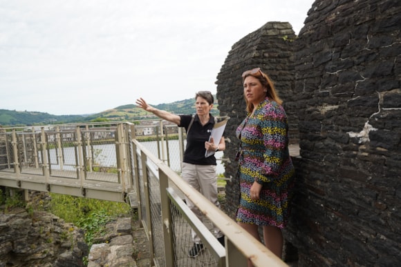 Cabinet Minister Heledd Fychan with Cadw CEO Dr Kathryn Roberts