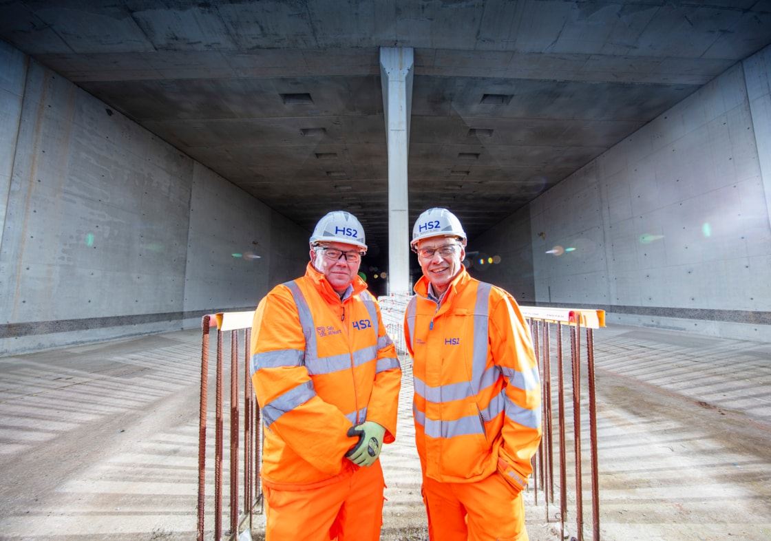 Doug Barnett (HS2) and Rupert Blake (BBV) at Burton Green Tunnel – HS2 reaches halfway point-5