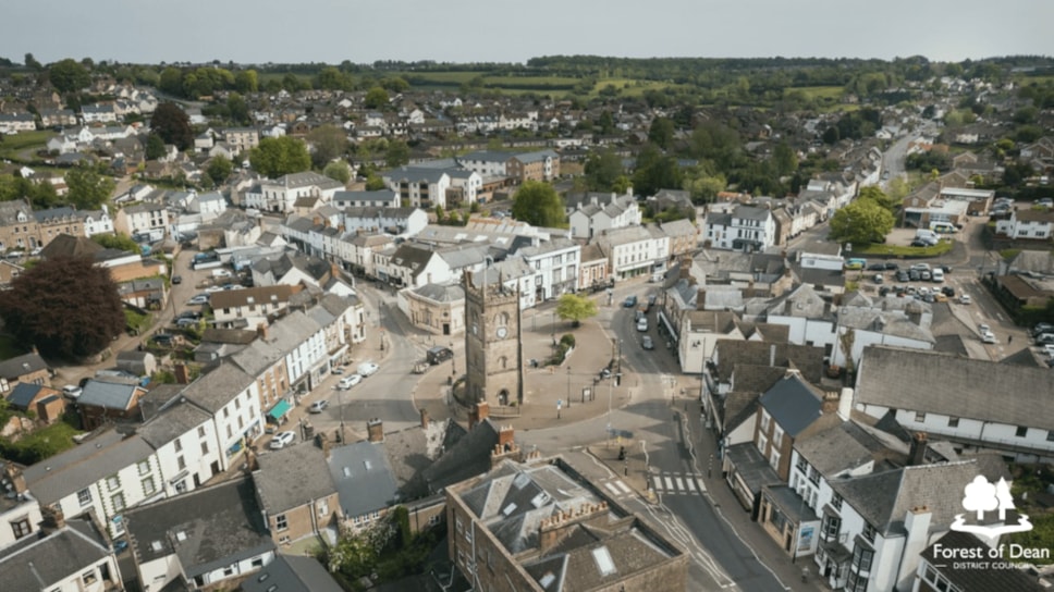 Market Town aerial image with logo cropped