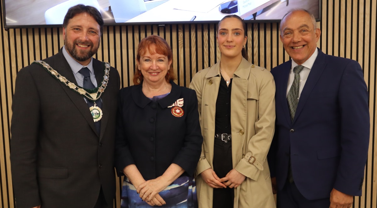 Cllr Andrew Coles; Deputy Lieutenant of Oxfordshire, Lynda Atkins; WODC Youth Champion,India Mae Thompson; Leader of WODC, Cllr Andy Graham