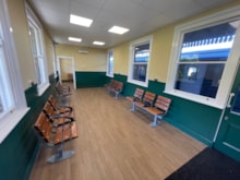 Margate station's new waiting room on platform 4 after restoration: Margate station's new waiting room on platform 4 after restoration