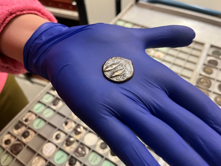 Ancient coin: The astonishing discovery, handed to an unwitting local bus driver in the 1950s, was produced by Carthaginians, part of the Phoenician culture, in the Spanish city of Cadiz during the 1st Century BC and has now kindly been donated to Leeds Museums and Galleries.