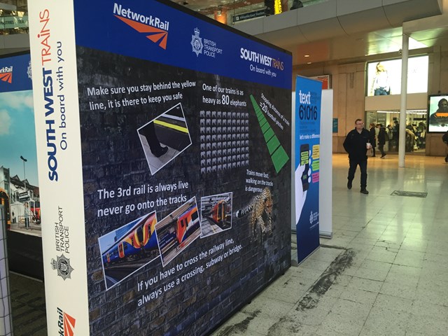 Rail Safety Awareness Day interactive display stand at Waterloo (2)
