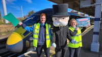 Southeastern trains coming to a Monopoly board near you: Mitchell Jukes, Mr Monopoly and Kirstin John