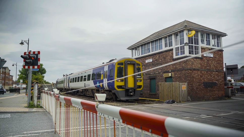 This image shows the Bedlington South crossing on the new Northumberland Line