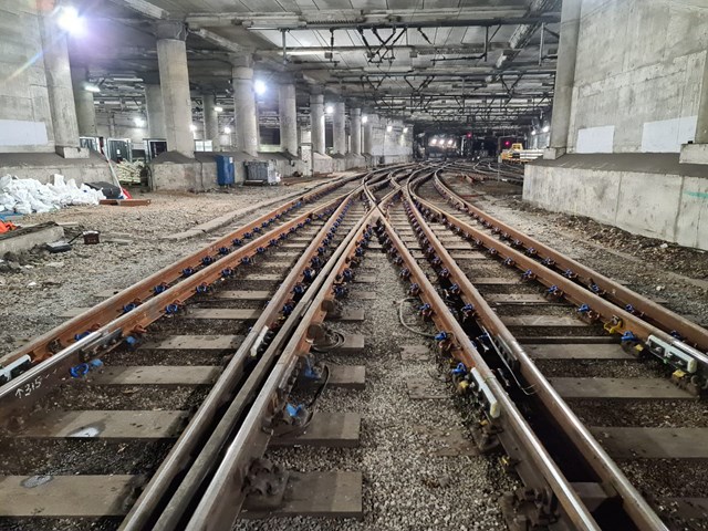 Liverpool Street points renewal: Points on approach to London Liverpool Street station in the Bishopsgate Tunnel.