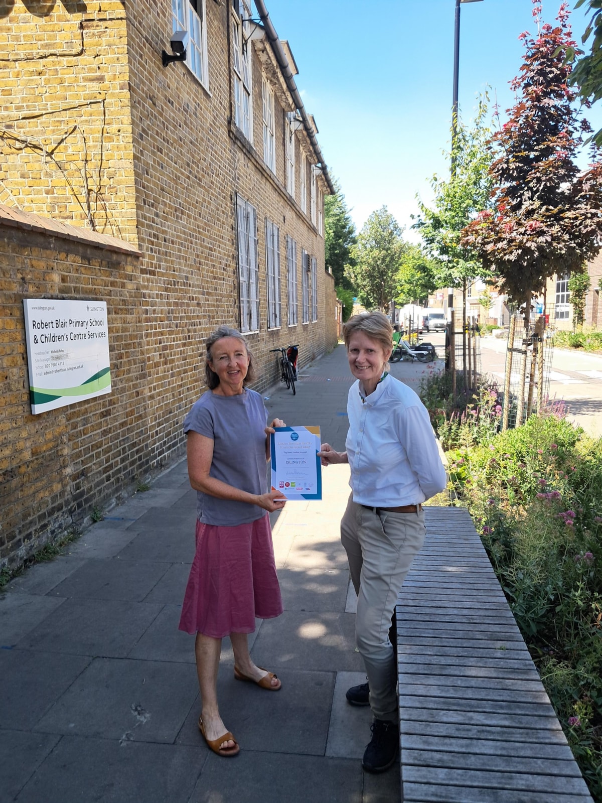 Alice Roberts, CPRE and Cllr Rowena Champion, Executive Member for Environment, Air Quality, and Transport at Islington Council on the Robert Blair school street