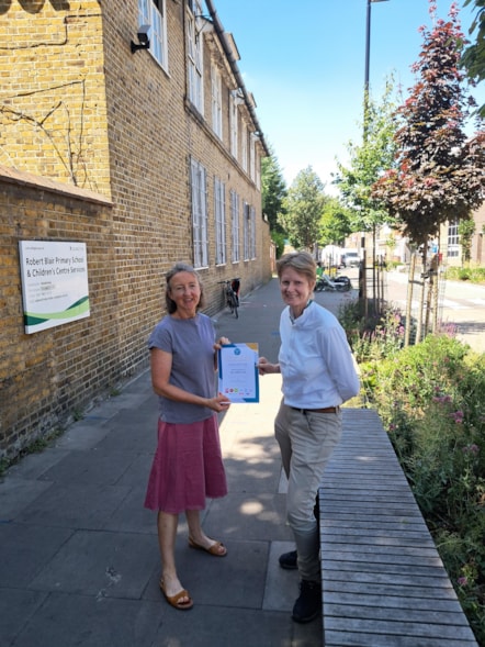 Alice Roberts, CPRE and Cllr Rowena Champion, Executive Member for Environment, Air Quality, and Transport at Islington Council on the Robert Blair school street