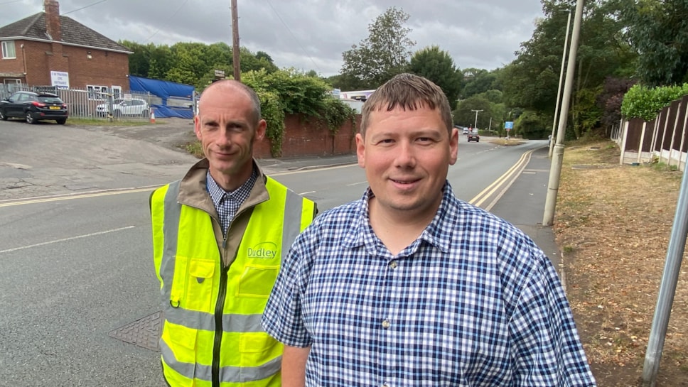 Adam Cross, traffic engineering lead, with Councillor Simon Phipps cabinet member for economy and infrastructure landscape