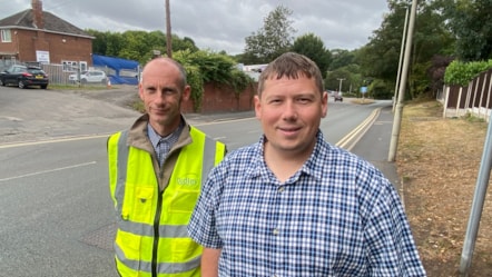 Adam Cross, traffic engineering lead, with Councillor Simon Phipps cabinet member for economy and infrastructure landscape