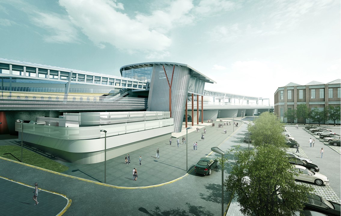 An artist's impression of additional platforms and lines at Manchester Piccadilly station