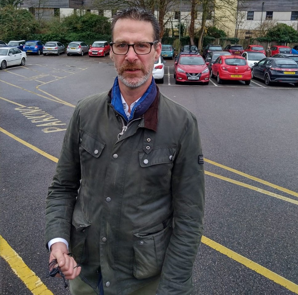 Cllr Toby Morris at Woodford Way car park 2