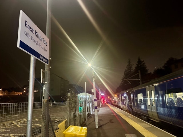 First test run for electric trains on East Kilbride line: Electric Class 385 at East Kilbride 15 Oct 2025