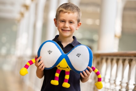 Seven-year-old William Lunsden with his Maths Week Scotland 'Mathscot' design at the National Museum of Scotland. Photo (c) Duncan McGlynn (2)