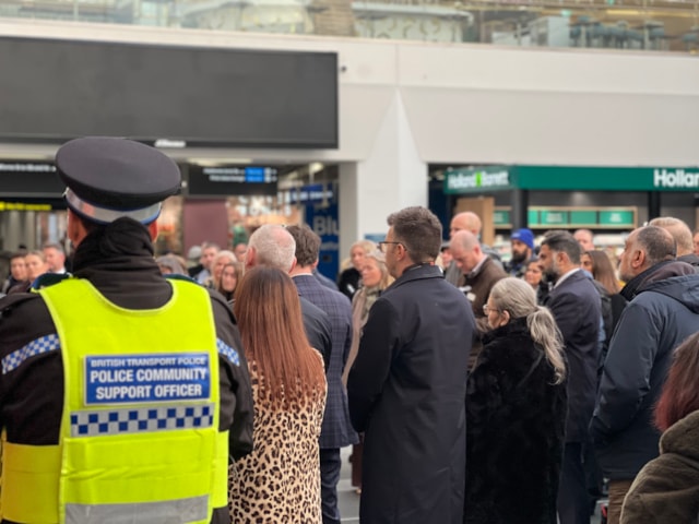 Partners and passengers at Birmingham New Street White Ribbon event: Partners and passengers at Birmingham New Street White Ribbon event