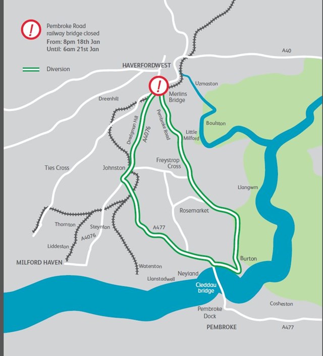 Pembroke Road diversion map 2