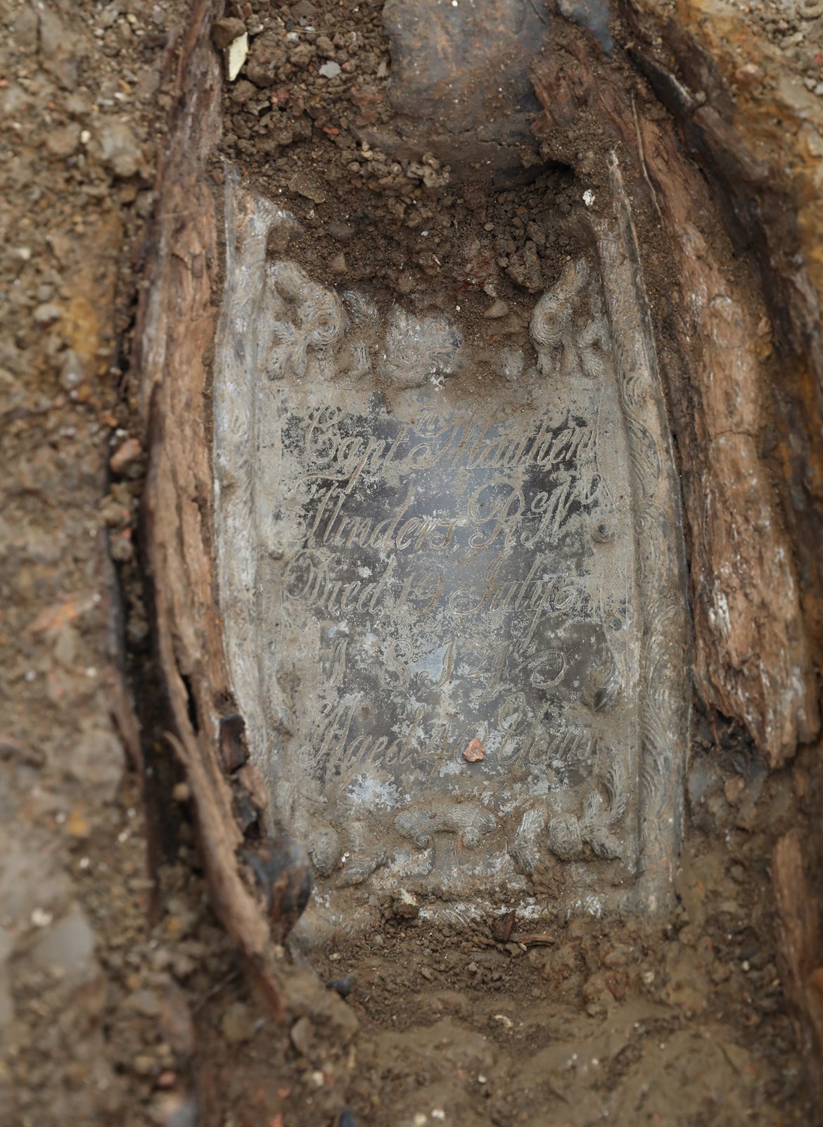 New footage of the discovery of the remains of Captain Matthew Flinders to be shown in BBC documentary: In situ breast plate September 2020