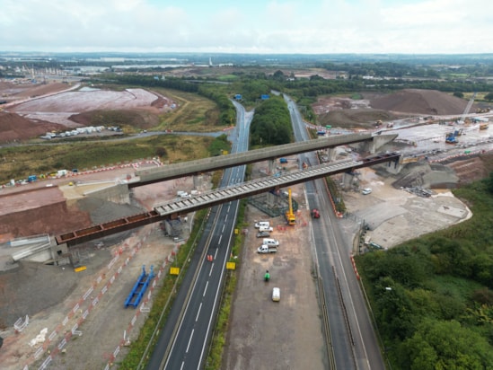 The 1,100 tonne West Link Viaduct moved next to the parallel East Link Viaduct