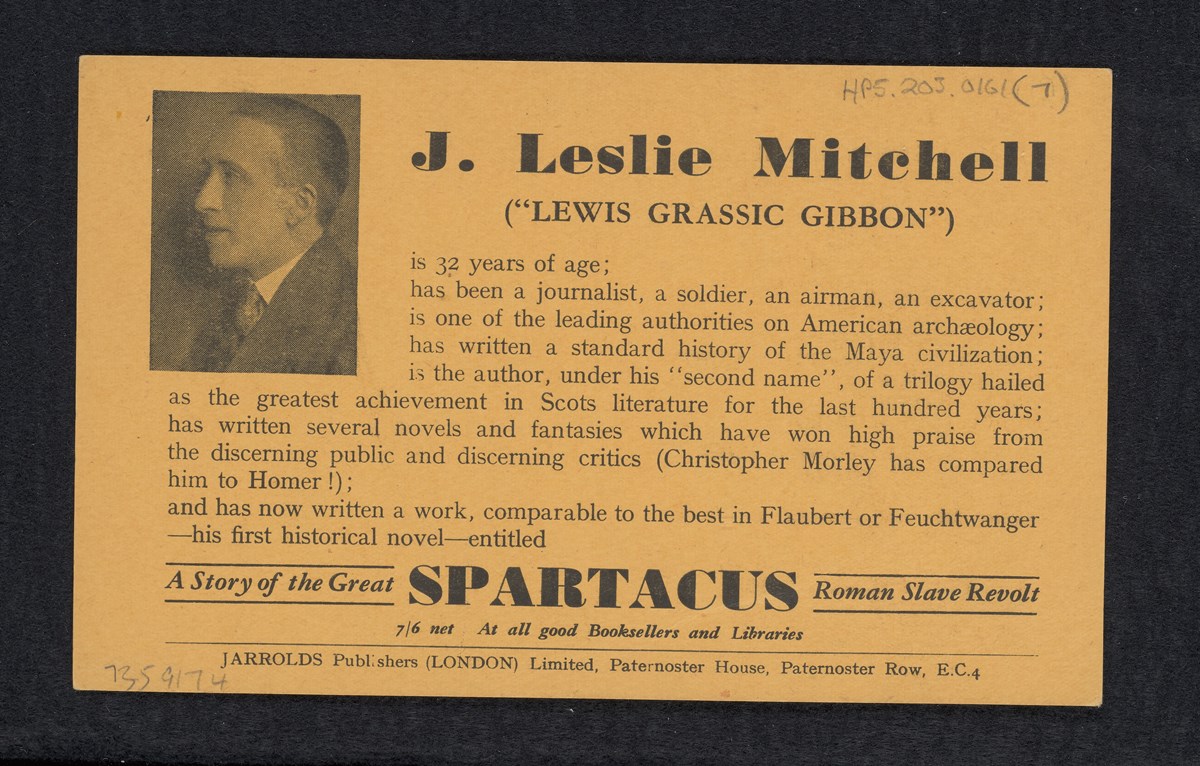 James Leslie Mitchell Lewis Grassic Gibbon advert 1933