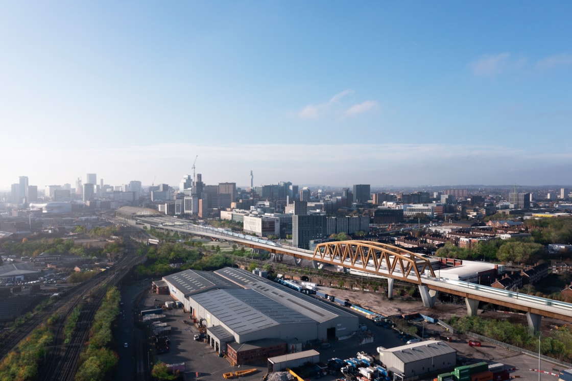 Architect's visualisation of HS2's 'Curzon No.2 viaduct' in Birmingham