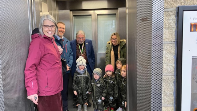 Trying out the lifts at Menston station: Trying out the lifts at Menston station