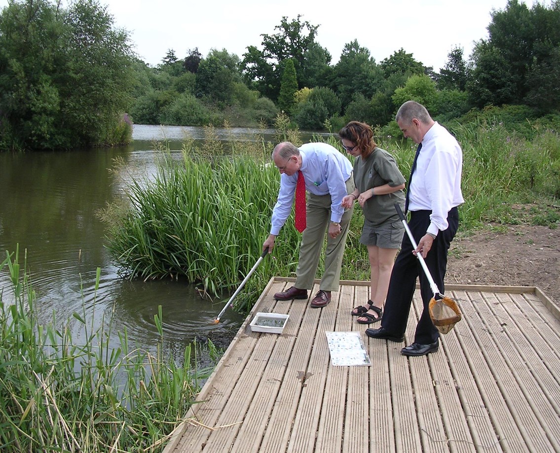 BIG HEARTED RAIL WORKERS HELP OUT STAFFORDSHIRE’S WILDLIFE: The new 'pond dipping' jetty at Staffordshire Wildlife Trust