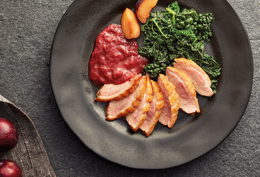 Duck breast with spiced Denbigh Plum sauce recipe