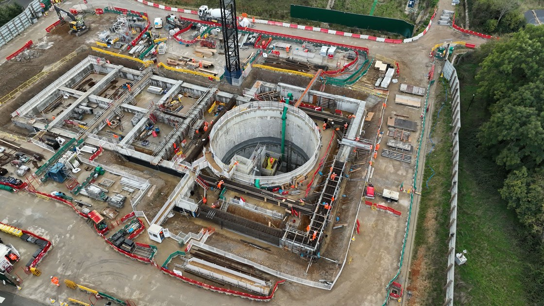 An aerial still of the Chalfont St Peter Site, September 2022