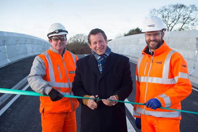 Challow bridge reopening: Date: 5 December 2014
L-R: Bernard Egan (Murphy); Ed Vaizey MP; Jim Weeden (Network Rail)