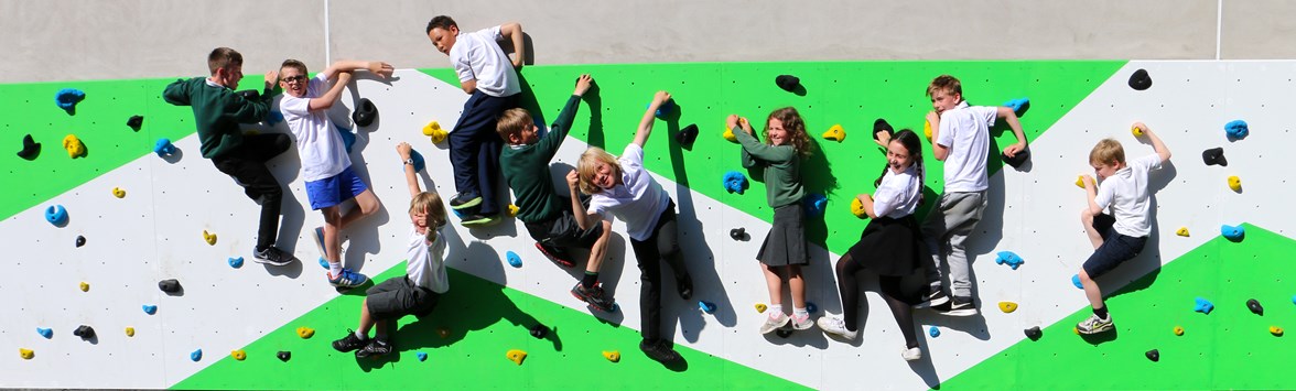 Alvie Primary School climbing wall panoramic