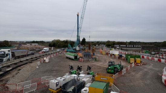 Rykneld Street bridge, Streethay - start of piling works-6