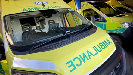 Image of NEAS ambulances at station, including NEW Fiat ambulances