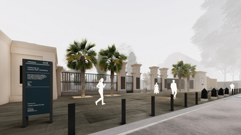 Proposed Stoke Newington High Street entrance gates view