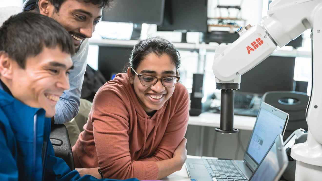 Siemens Virtual Commissioning tools via Connected Curriculum come to Middlesex University’s Mechatronics students’ rescue in completing their onsite project remotely: The students working together prior to Covid - 19 pic courtesy - Middlesex University