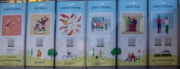 Polly's Place Training courses, Camberley station: Six information boards with illustrations and QR codes