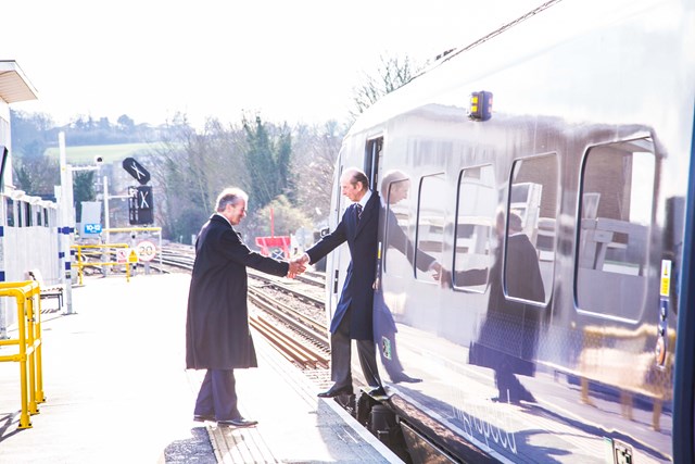 HRH The Duke of Kent arrives at Rochester station