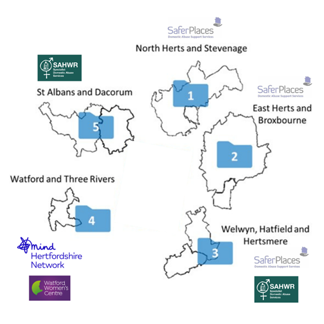 Map of domestic abuse community outreach services