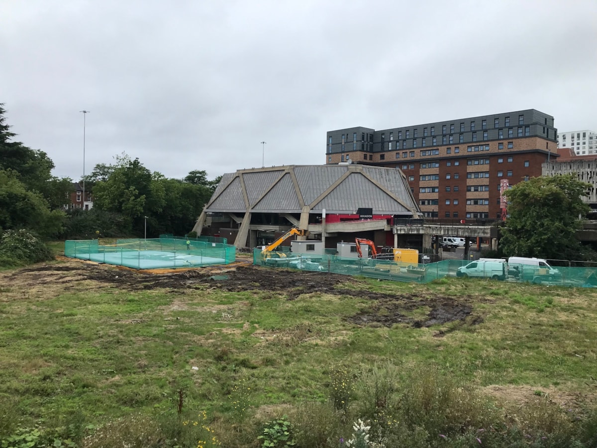 The site during exploration work at The Hexagon and Lavender Gardens.