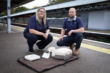 Laura & Seb (L-R): Southeastern colleagues Laura McMahon and Sebastian Szymanski used a defibrillator to save the life of a member of the public at Maidstone East station.