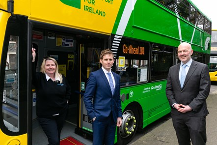 Go-Ahead Ireland's Managing Director Andrew Edwards (centre), Finance Director James Caffrey (right) and driver Lorraine Gibney (left)