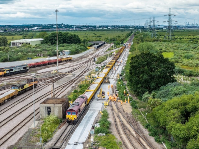 First points renewal for Southern Integrated Delivery completed at Hoo Junction: Aerial view of track renewal at Hoo Junction