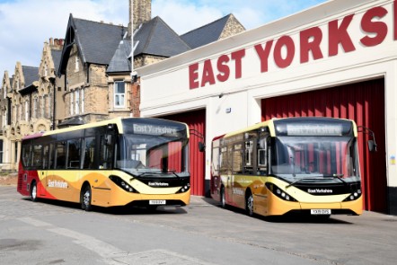Two East Yorkshire buses in front of depot
