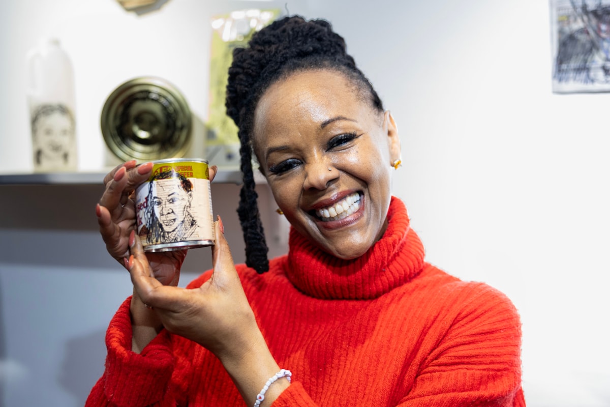 Cynthia with her illustration