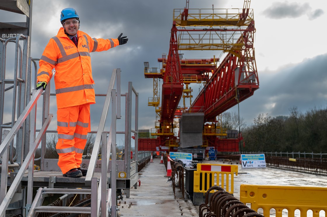 HS2 minister, Huw Merriman, walks on top of the high speed railway’s first and longest viaduct-5