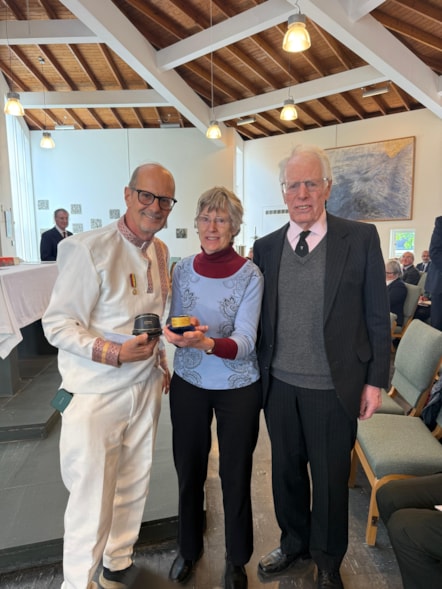 Lord Robert Napier (R) and his sister, Ruth Self, with Dr Alula Pankhurst 