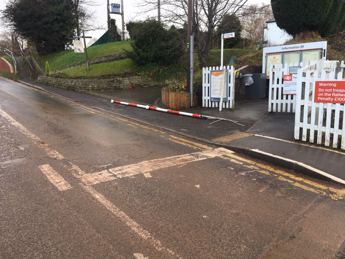 The level crossing in Hartlebury which was damaged just before 10am on November 22 2019